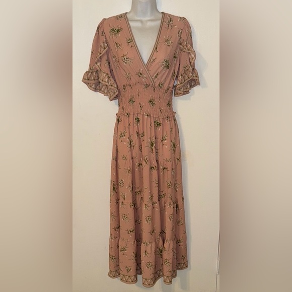 NWT Max Studio Floral Pink Midi Dress - Picture 1 of 10